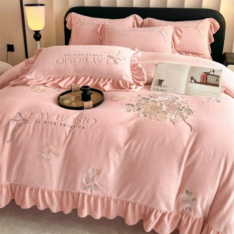 Комплект из четырех предметов из молочного флиса, утепленные простыни, пододеяльник, комплект из четырех предметов в стиле принцессы, постельное белье.