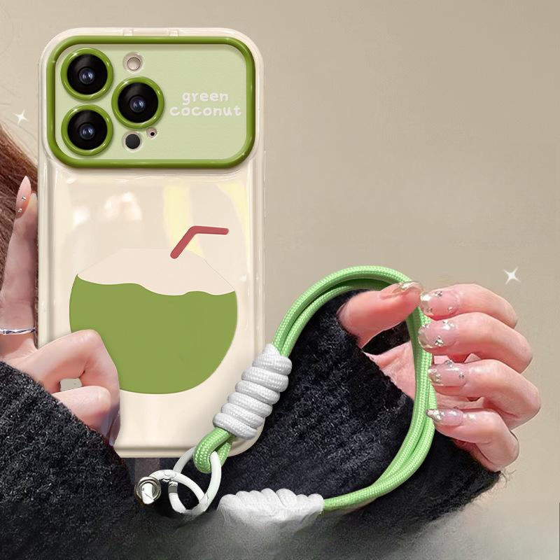 Подходит для Apple 15 Чехол для мобильного телефона iPhone 13 Summer Coconut Lanyard 14 Promax Flip Mirror 12 Силиконовый мягкий