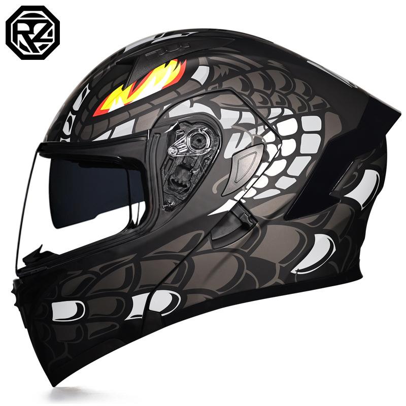 Motorcycle Helmets Men's and Women's Unveiling Helmets Full Helmets Tail Rider Bluetooth Locomotive Men's and Women's Winter Personality Electric
