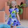 Girls Sparkling Flowers Print Dresses Kids Girl Party Dress Loose Fitting Loose Fitting Short Sleeved Skirt For Girls Over Four Years Old