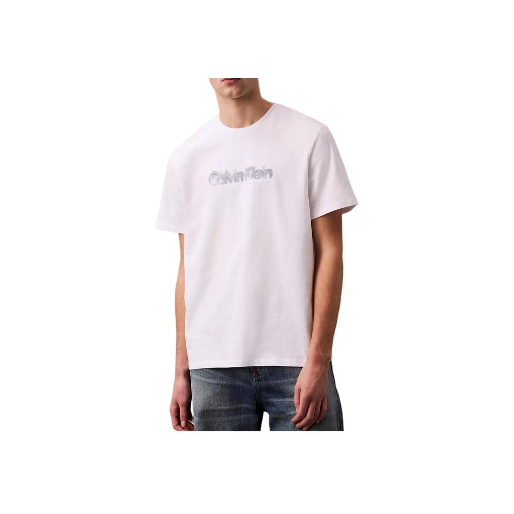 Calvin Klein Минималистичная Удобная Универсальная Повседневная Футболка с Коротким Рукавом с Логотипом Пульверизатора Мужская Топы Ярко-Белая 4RB815G-110