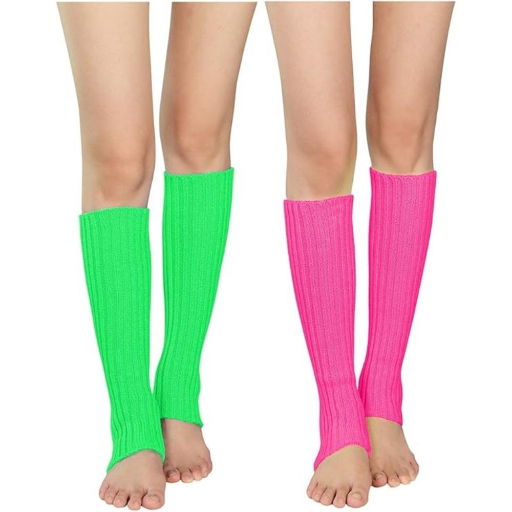 Женские зимние теплые носки Неоновые вязаные гетры Ребристые яркие цветные носки без стопы Гетры разноцветные Один размер