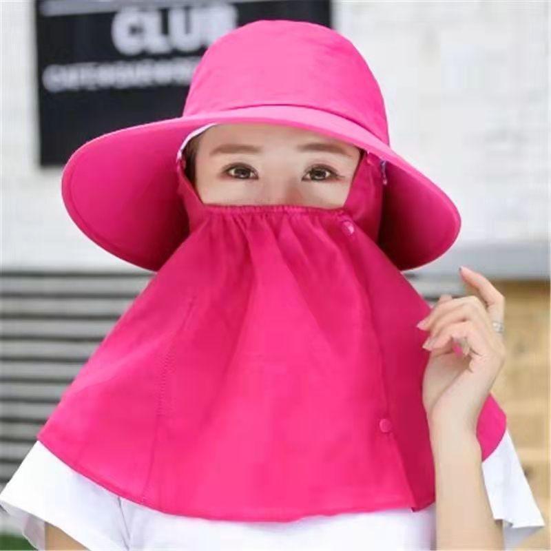 Summer Wide Brim Sun Hat For Women With Neck Coverage In Light Pink Cotton For Outdoor Work