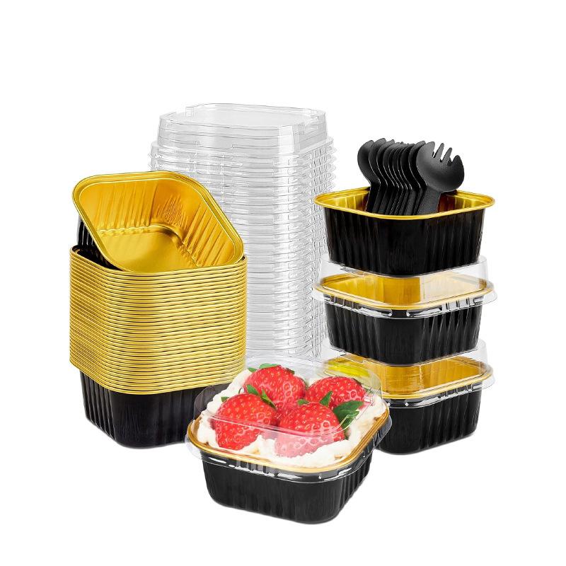Фольгированные формочки для кексов, термостойкие алюминиевые формы для выпечки с крышками, круглые формы для выпечки с крышками, кухонный свадебный атрибут для вечеринки по случаю дня рождения