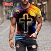 Summer Fashion Mens T-shirt Black and White Jesus 3D Print Unisex Casual T-shirt Kids Tops Mans Tops