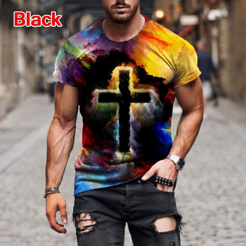 Summer Fashion Mens T-shirt Black and White Jesus 3D Print Unisex Casual T-shirt Kids Tops Mans Tops