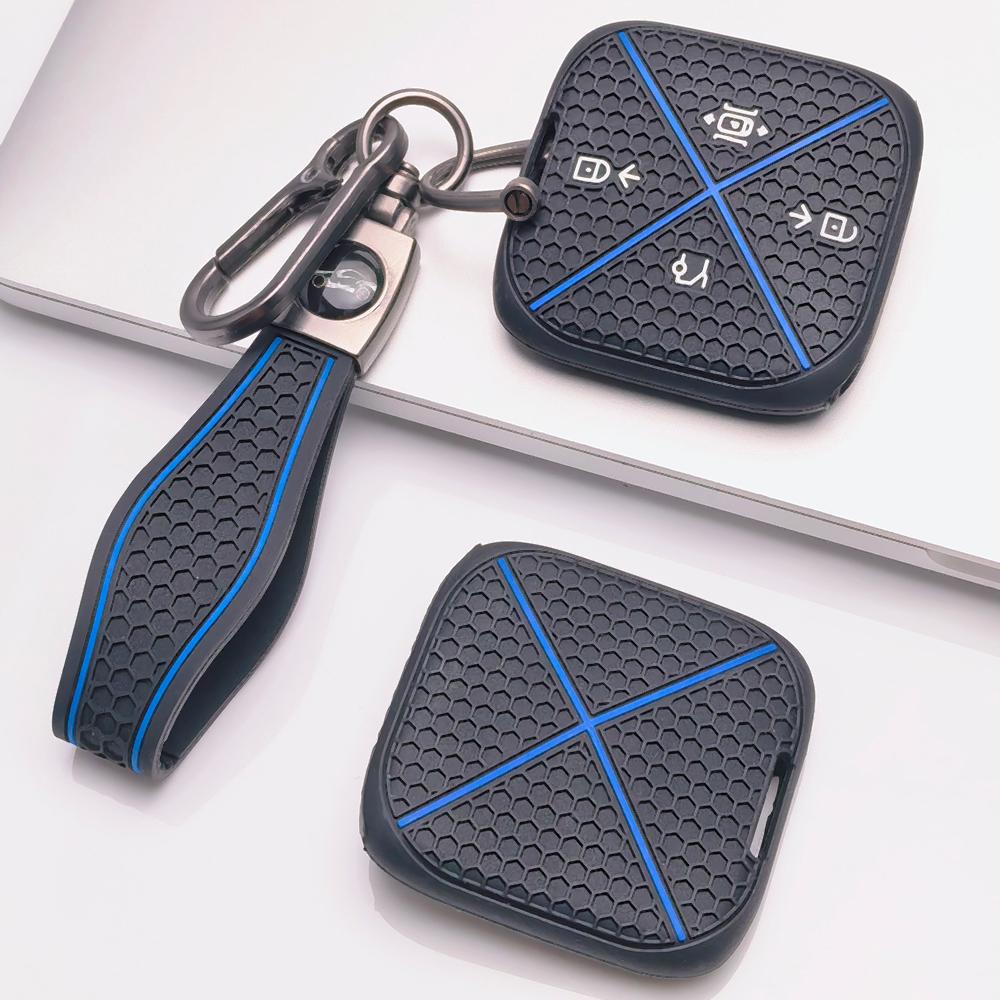 Anti Slip Car Key Protector for Zeekr Zeekr 001 Zeekr 009 Zeekr X Zeekr 007 with Keychain Honeycomb Texture Wear Resistant Car Remote Key Sleeve