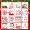 16 Pieces/set, Reusable, Winter Holiday Templates, Christmas Decorations, Christmas Painting Templates, Party Decorations, White