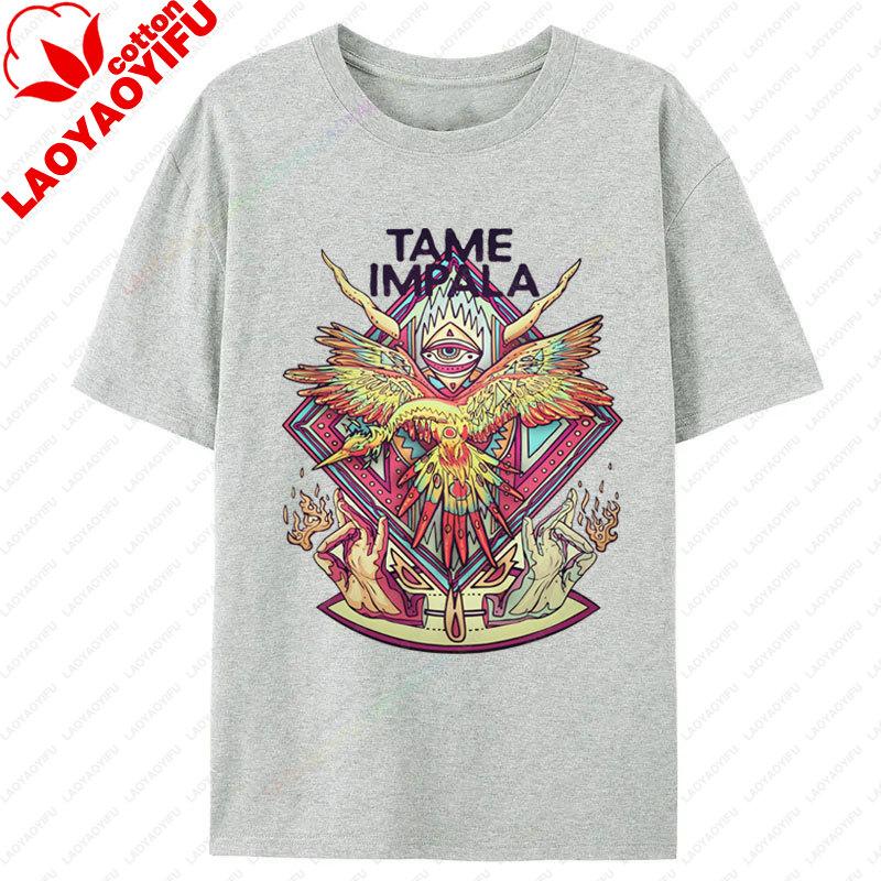 Vintage Tame Impala Graphic TShirts Unisexs Clothing Pop Rock Band Print TShirt Short Sleeved 2 Side Camisetas Fashion Retro Tee