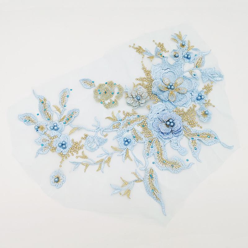 1 шт. кружевная ткань отделка сетчатый воротник для свадебного платья костюмы кружевные цветы нашивка DIY аксессуары 33X26CM