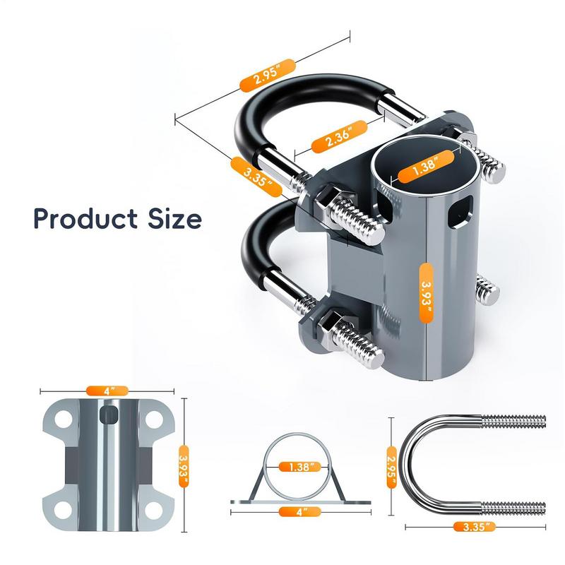 Pole Clamp U-Bracket RV Mast Pole Antenna Mounting Clamp Stable Support Hoop Clamp Fixing Bracket For Camping Roof Yacht Outdoor