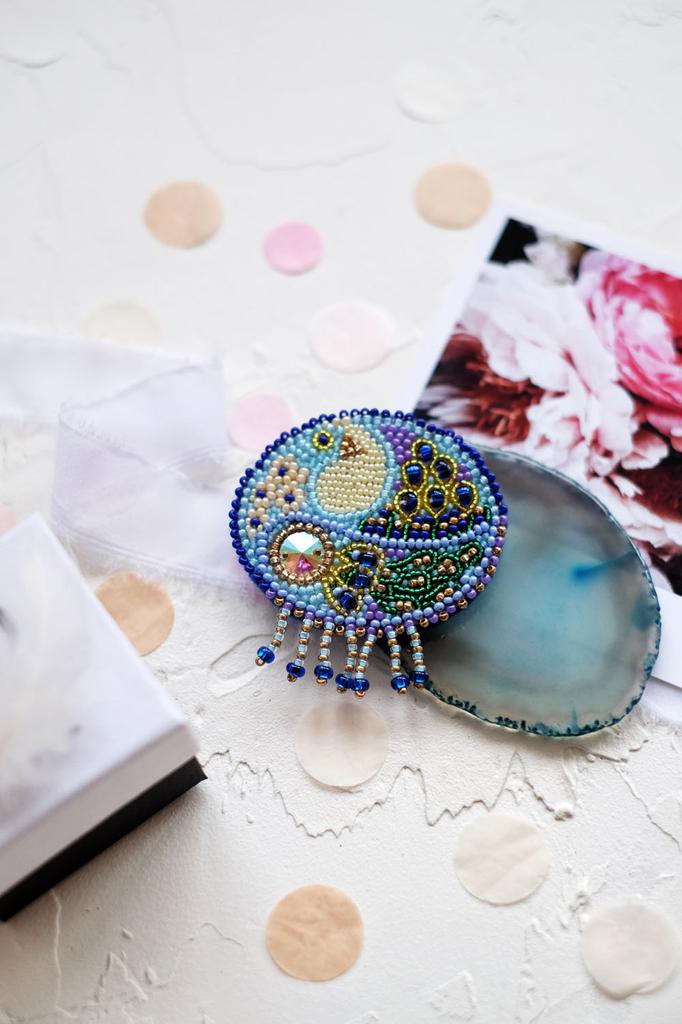 Set for Embroidery with Beads Decorations On Natural Artistic Canvas Abris Art Birds