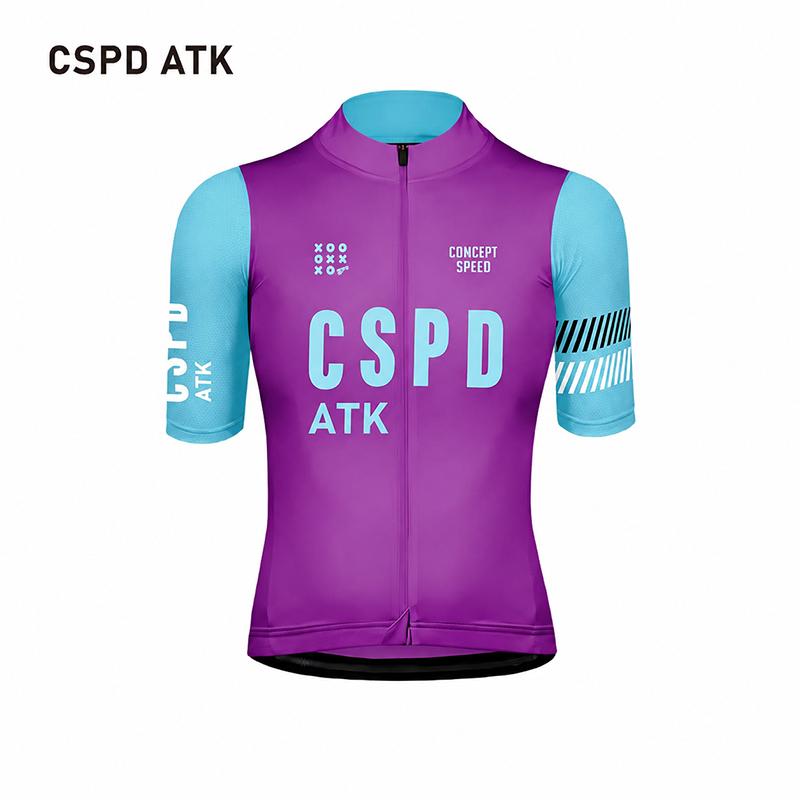 CSPD ATK Men's Cycling Jersey Set Summer Road Cycling Sweatshirt Moisture wicking Cycling Paddle Sponge Cushion Cycling Shorts
