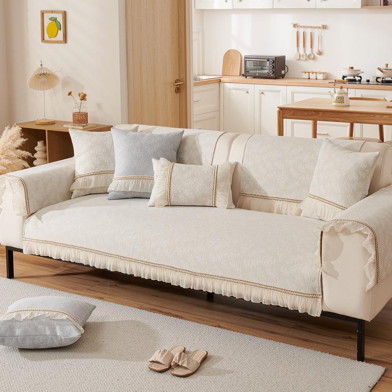 Cream Wind Sofa Cushion Universal In All Seasons French Skirt Sofa Cover Simple Non-Slip Chenille Seat Cushion Cover Cloth Towel