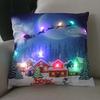 Christmas Light LED   Decoration 45x45cm Santa  Sled Village Color Ball Sofa Seat Pillow Sleeve  Cases