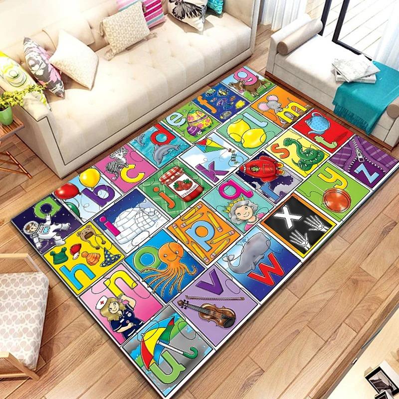 Ковер-мат для изучения алфавита ABC, цифры, животные, формы, развивающий, для детей, домашнее украшение, напольный коврик, ковры для спальни