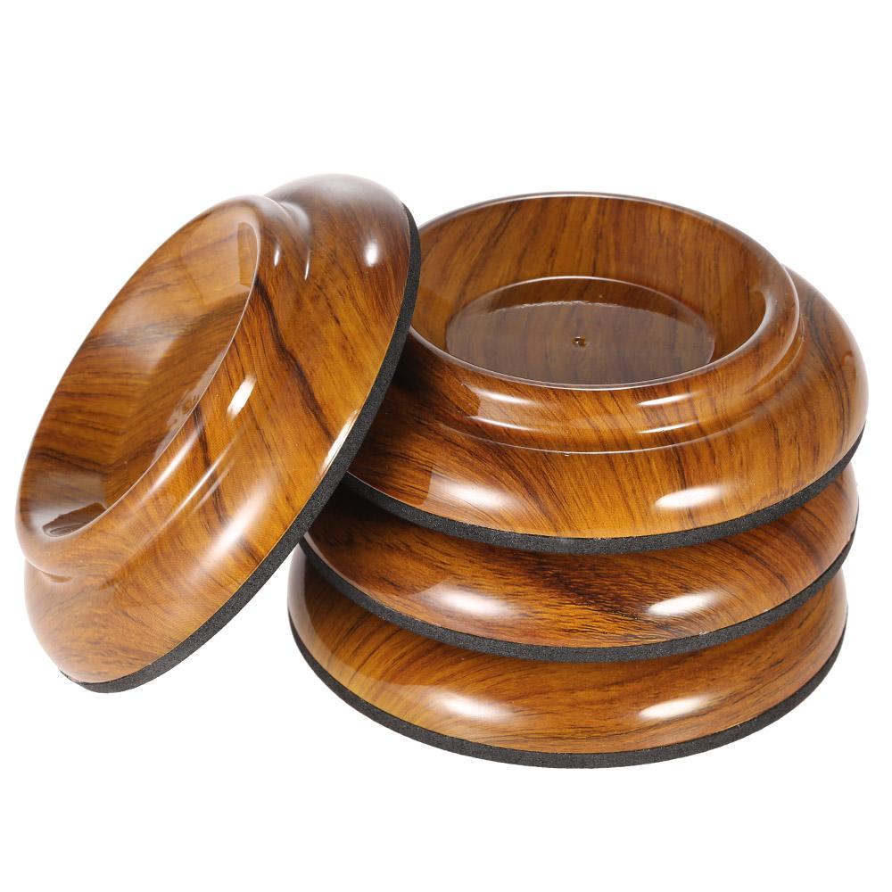 4 шт./компл. двойные круглые акриловые вертикальные чашки для фортепиано с узором из розового дерева и противоскользящим ковриком из ЭВА