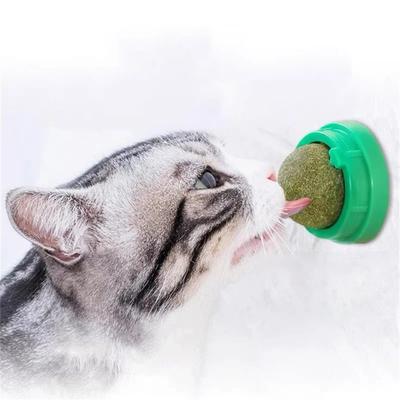 Настенный вращающийся шарик с кошачьей мятой, игрушки для кошек, натуральная кошачья мята, лизательный шарик для зубов кошек, кошачья трава, лакомство для пищеварения, принадлежности