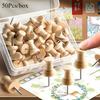 50Pcs Wooden Pushpin with Storage Box Decorative Pushpin Wooden Pushpin Is Used for Decoration of Billboard Process Items