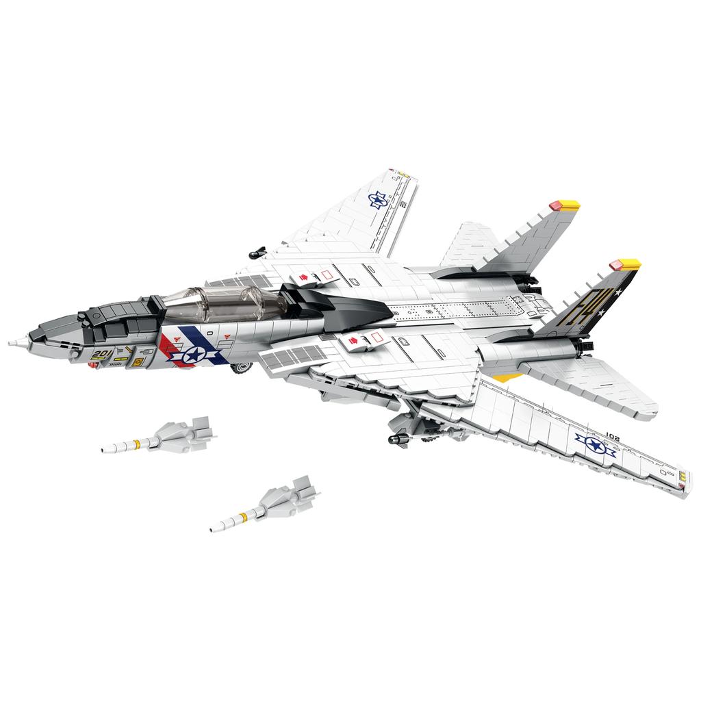 1443PCS Military Tomcat F14 Fighter Aircraft Building Blocks MOC Carrier-Base Fighter Model Bricks Set Holiday Gifts Kids Toys