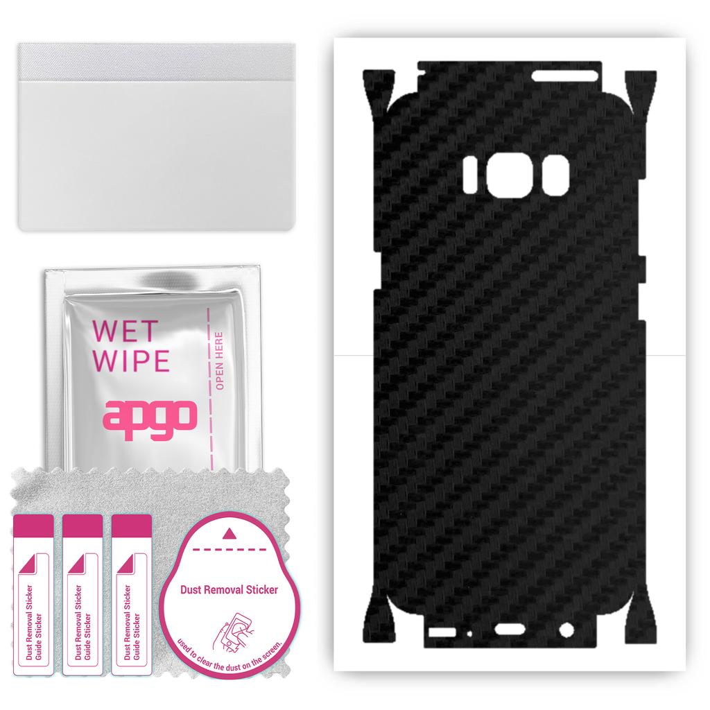 apgo Protective Skin Sticker for the Back+sides Compatible with Samsung Galaxy S8, Full Wrap Film, Foil, Vinyl - Pattern Carbon Black