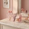 Transparent Makeup Brush Holder 3 Grids Stationery Storage Box Pen Display Case  for Living Room