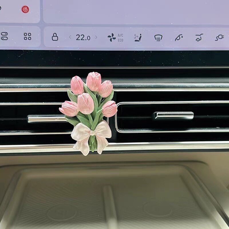 Aromatherapy Car Interior Tulip Hydrangea Car Air Conditioning Vent Decoration Flower Diffuser Stone Goddess Fragrance Premium