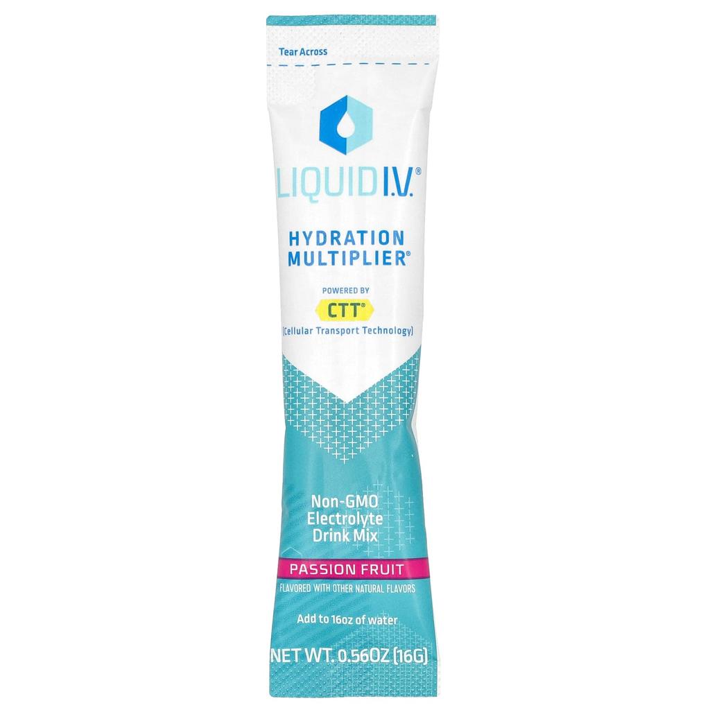 Liquid I.V. Hydration Multiplier, Electrolyte Drink Mix, Passion Fruit, 10 Individually Wrapped Sticks, 16g (0.56oz) Each
