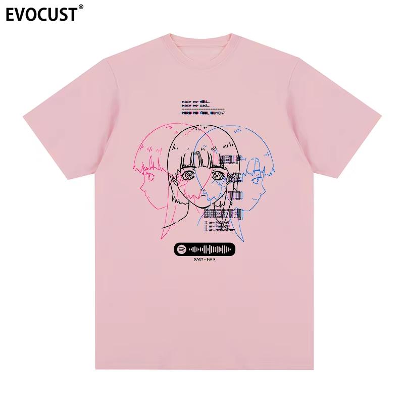 Serial Experiunisexts Lain Classic Japanese Glitch Aesthetic Unisexga Anime TShirt Unisex Unisexs Plus Size Casual Short Sleeve Tee