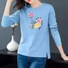 Spring Butterfly Print Shirt Long Sleeve T-Shirt Women Cotton Pullover Casual Split Bottom Shirt