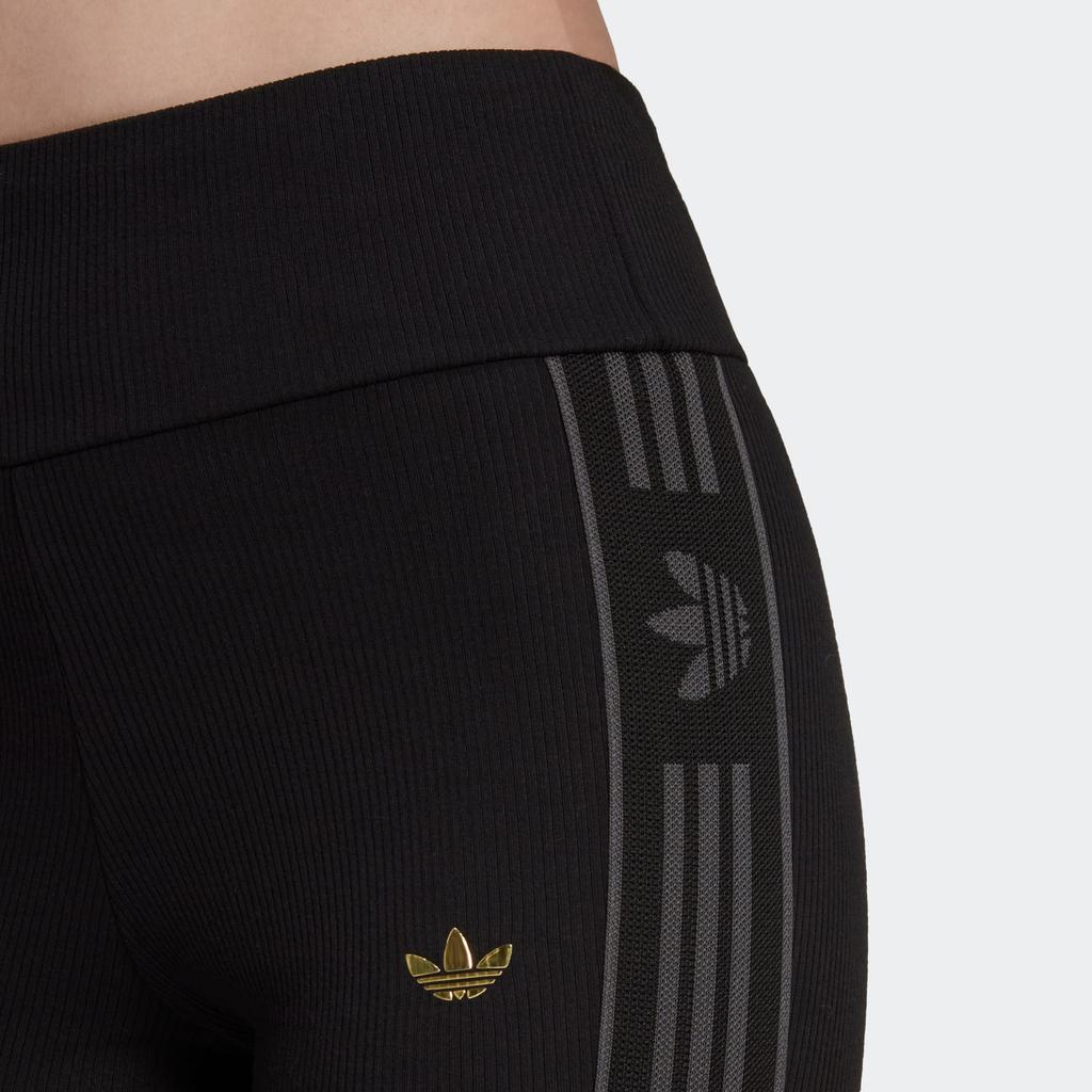 adidas Оригинальные расклешенные леггинсы с трилистником и нашивкой-логотипом бренда, женские плавки, черные IA3911