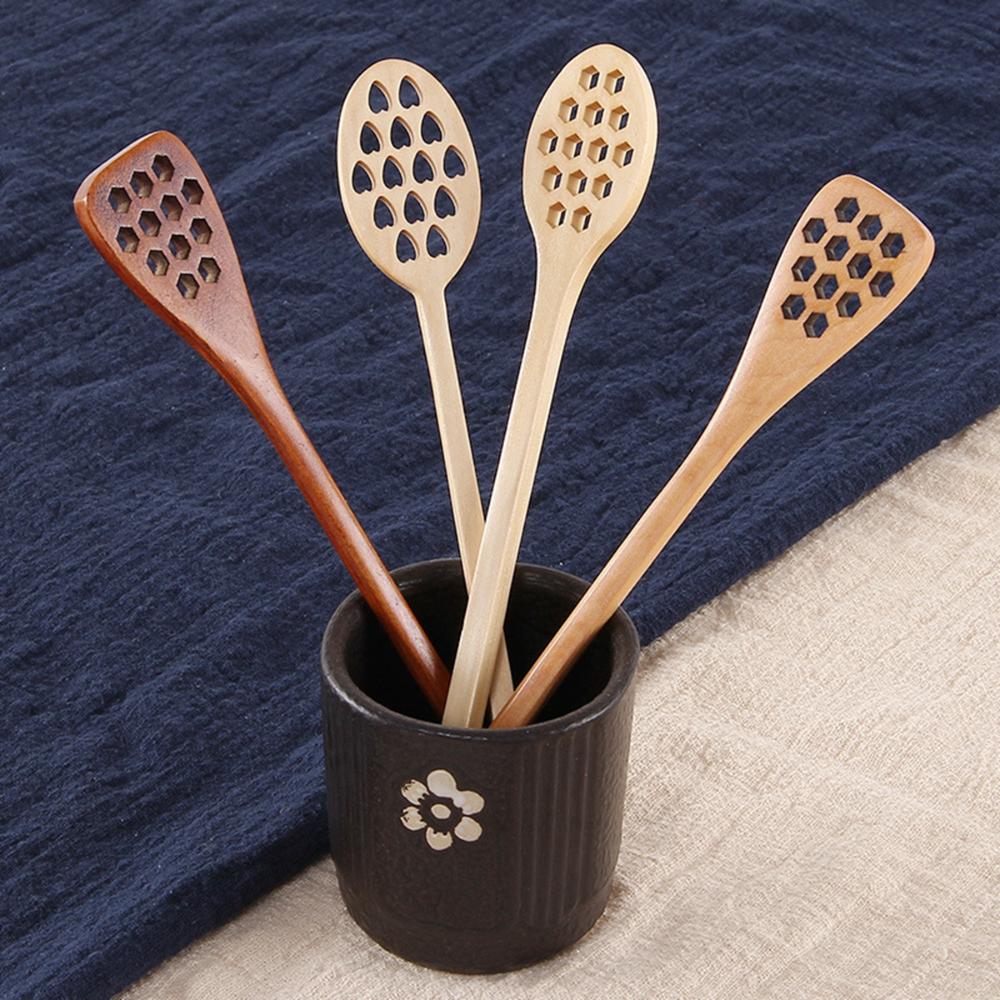 Cooking Home Wooden Handmade Saver Long Handle Stirrer Honey Dipper Spoon Mixing Stick