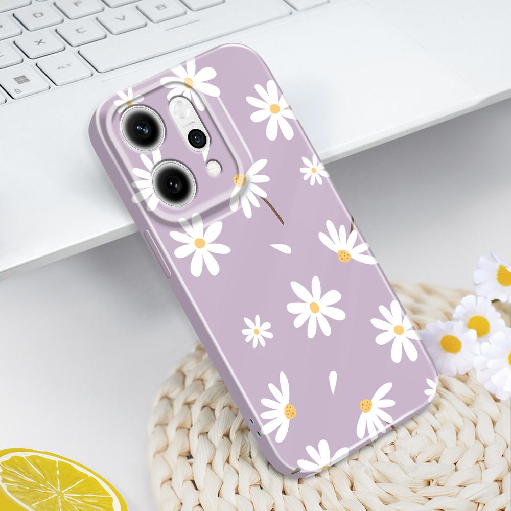 Простой чехол для телефона с ромашками для OPPO Reno 14 14F 13 13F 12 12F 11 11F 10 8 8Z 8T 7 7Z Pro 4G 5G Пленка Жесткий чехол