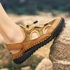Large Size Leather Sandals Men's Summer Breathable Elastic Mesh Shoes Outer Wear Driving Cowhide Hole Beach Shoes