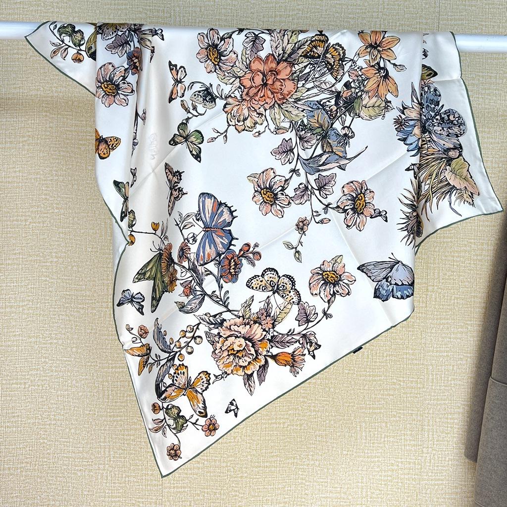 Silk High-End Silk Scarf Silk Women'S Spring And Autumn Versatile Foreign Style Square Scarf Mulberry Silk Scarf Shawl