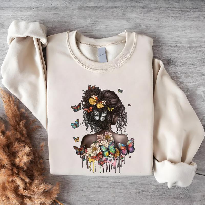 Черная женщина Бабочка Термопереводная наклейка Печать на футболках Наклейки на одежду Толстовки Сделай сам Термопресс Аппликация Утюгом Нашивки