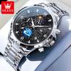 Men's Quartz Multifunctional Chronograph Watch Stainless Steel Waterproof Luminous Diamond Studded Starry Sky Watch