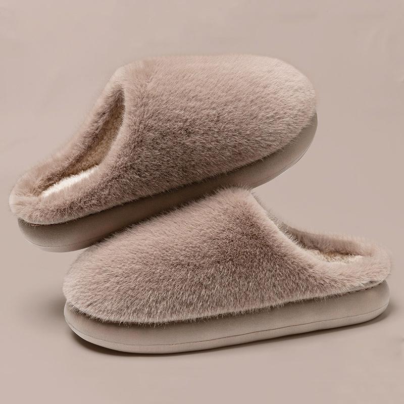 Женские домашние тапочки из искусственного меха, зимние однотонные, с мягкой подошвой, плюшевые, удобные, теплые, хлопковые тапочки с толстой подошвой