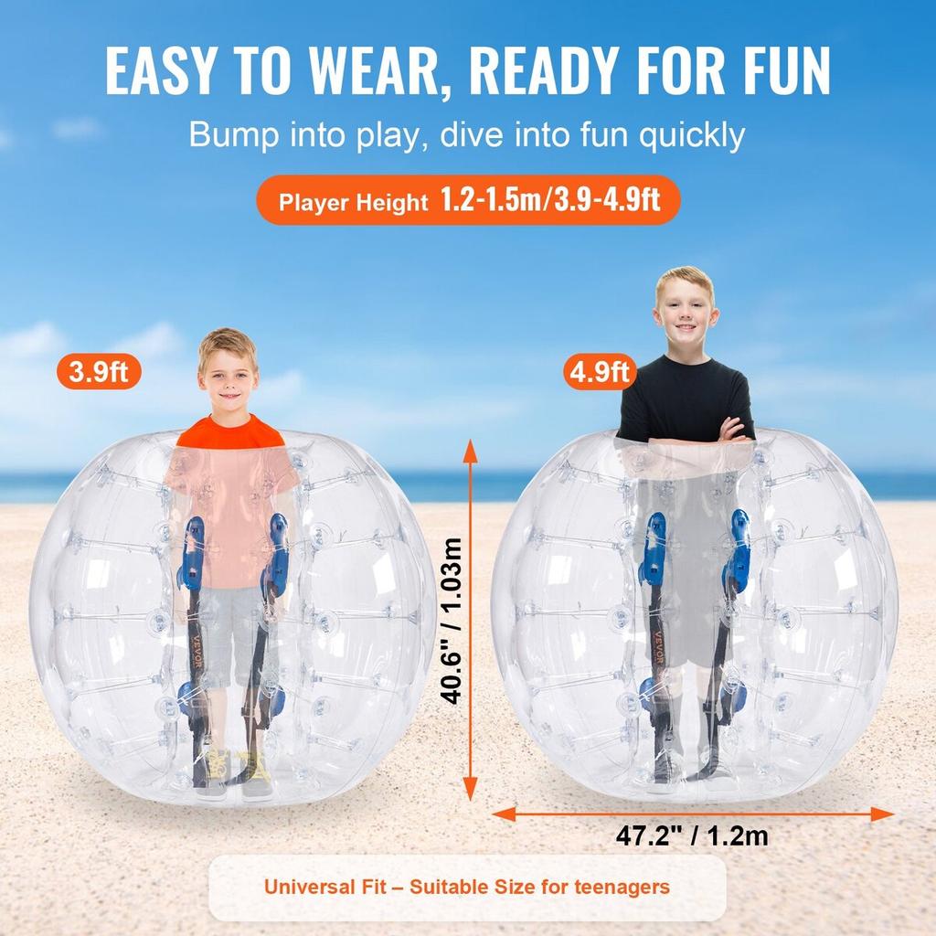 Inflatable Bumper Ball 1-Pack, 4FT/1.2M Body Sumo Zorb Balls for Teen, 0.8mm Thick PVC Human Hamster Bubble Balls for Outdoor Team Gaming Play, Bumper