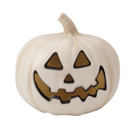 Halloween Pumpkin Lantern Light Up Pumpkin Ornament with Spooky Curved Face for Halloween Party Indoor Outdoor Decor