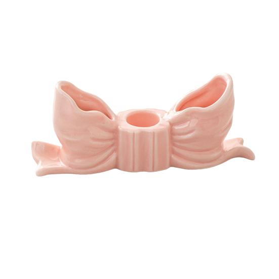 Ceramic Bow Candle Holder Taper Candle Stand Candlestick Table Centerpiece Holiday Party Home Office Desktop Decoration Ornament