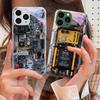 Механическое устройство черное Для IPhone 16 Pro Max 15 Pro 14 13 12 Mini 11 XS Max XR 7 8 Plu SE 2022 Закаленное стекло Чехол для телефона