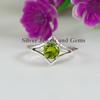 Natural Peridot Sterling Silver Chevron Ring, August Birthstone, Handmade Ring