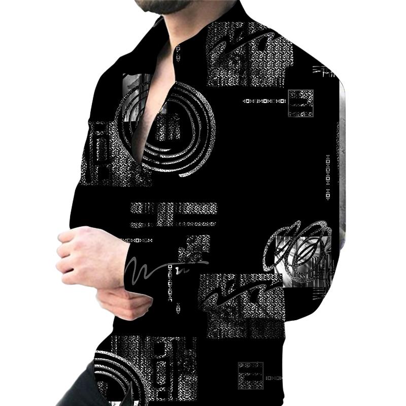 Черная мужская рубашка с 3D-принтом, спортивная рубашка с длинным рукавом