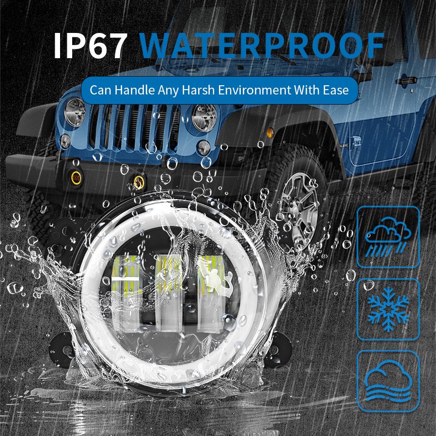 4-дюймовый светодиодный фонарь Angel Eye Led LED DRL с синим противотуманным фонарем белого янтарного цвета с кольцевым ореолом DRL для Jeep Wrangler JK TJ Dodge Journey