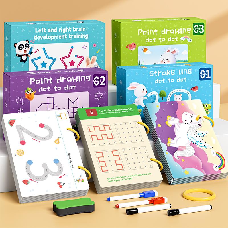 Kids First Reusable Writing Book Brain Development Tool Portable Left Right Brain Training Early Learning Aid