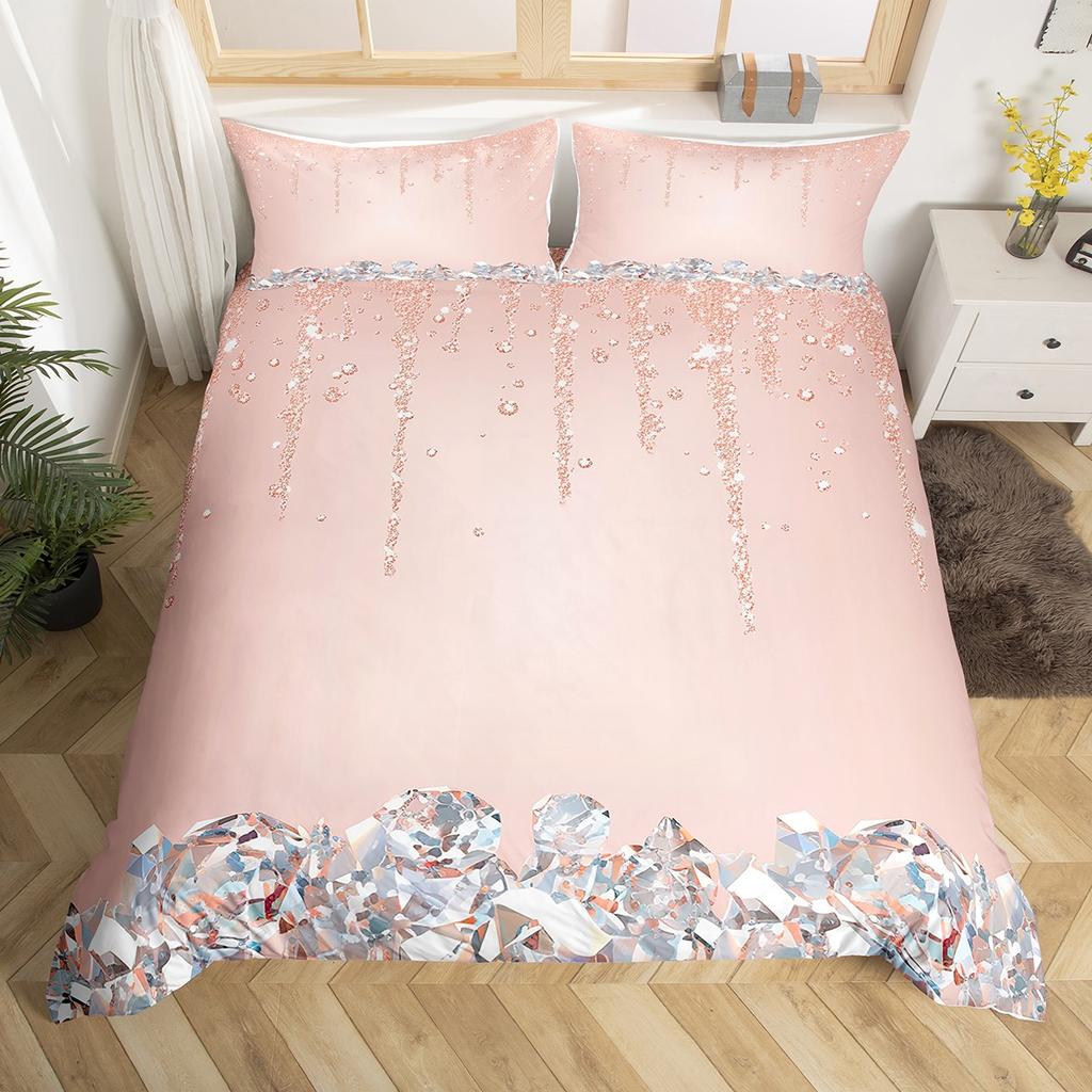 Homewish Chic Princess Fashion Duvet Cover Set,Glitter Sequin Print Bedding Set,Teen Adult Girl Female Bed Set