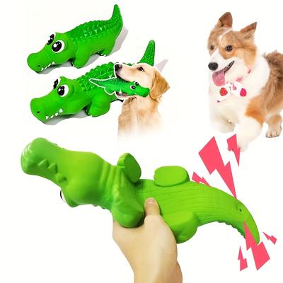 Прочная резиновая жевательная игрушка для собак для агрессивных жевателей - Латекс в форме крокодила со скрипучим звуком, подходит для всех пород, жевательная игрушка