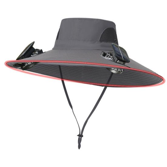 Широкополая шляпа от солнца со встроенным солнечным вентилятором для мужчин и женщин, летняя охлаждающая пляжная шляпа-ведро для рыбалки на открытом воздухе, пешего туризма, кемпинга