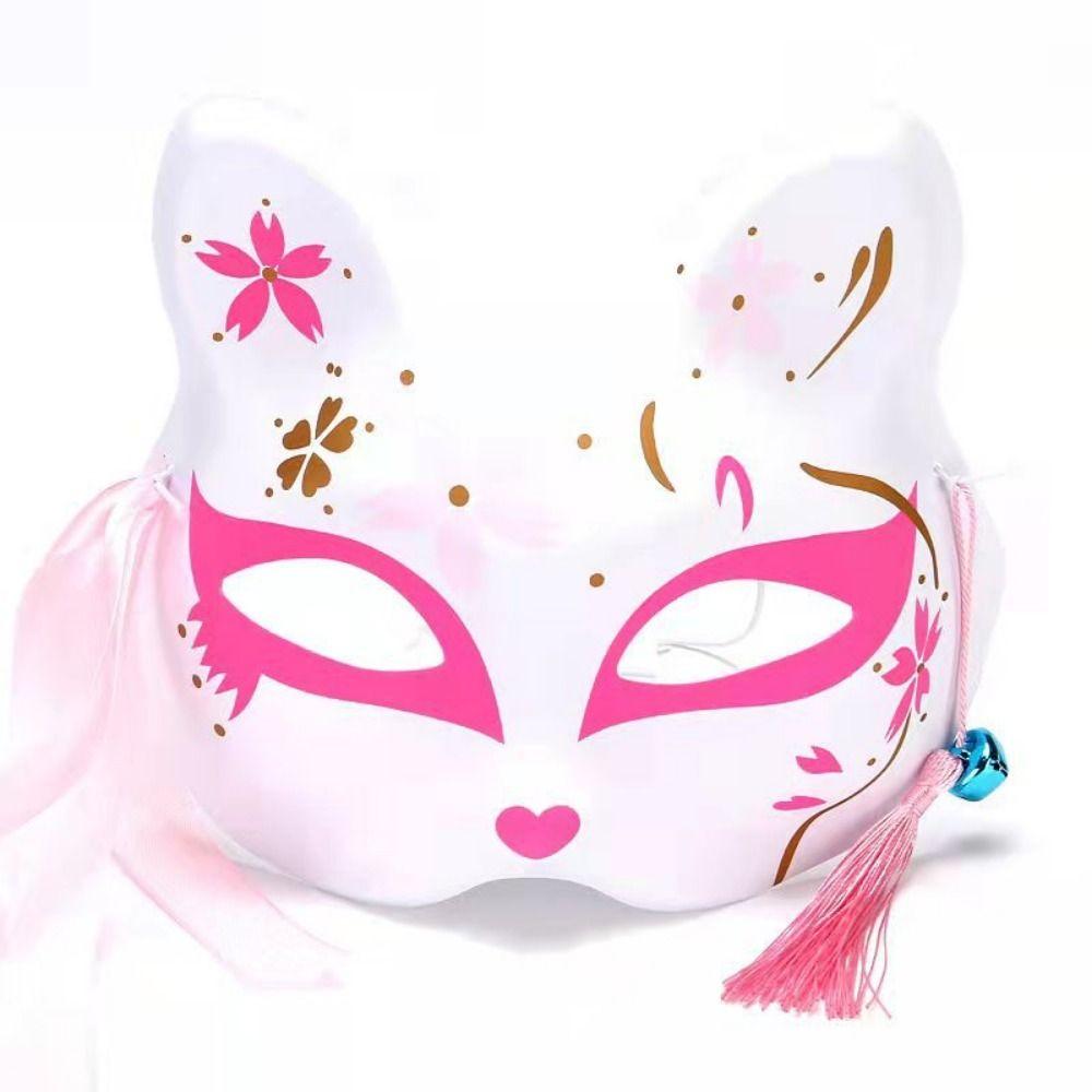 2Pcs Hand-Painted Party Props Japanese Anime Cosplay Accessories Portable Half Face Masks Festival